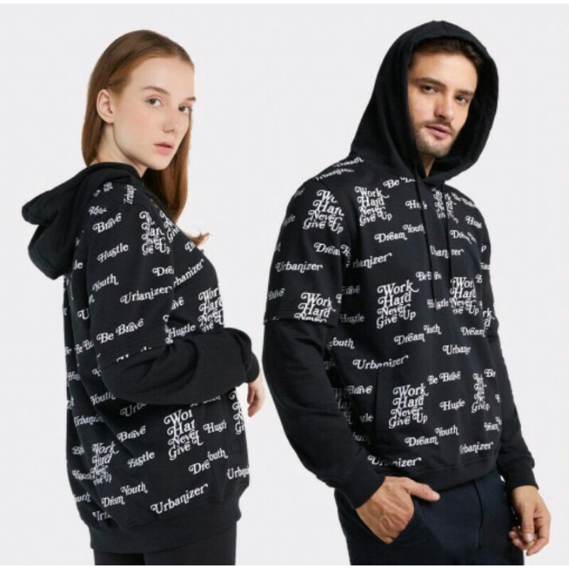 D&F jaket hoodie unisex full print hitam by D&F (design & Fashion) original brand