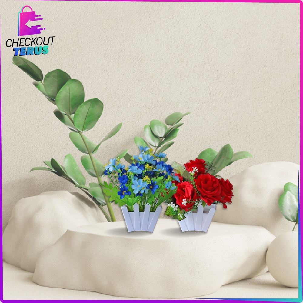 CT C289 C300 Ornamen Pot Bunga Dekorasi Pajangan Rumah Artificial Flower Tanaman Bunga Hias Plastik Bunga Hiasan Meja Ruang Tamu