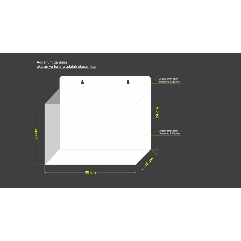 AQUARIUM IKAN CUPANG AKRILIK/SOLITER CUPANG ACRYLIC UKURAN 30x10x20 CM