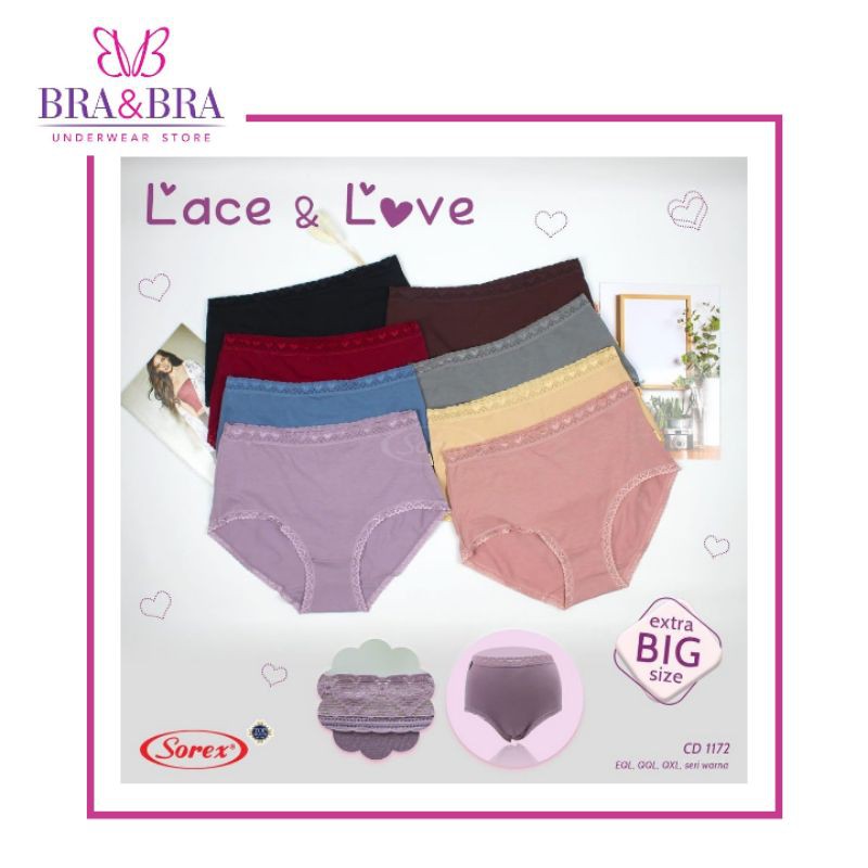 3 Pcs CD Sorex Wanita 1172 Jumbo Renda Extra Big Size