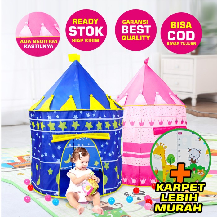 COD Tenda Anak GRATIS MATRAS ANAK Tenda Mainan Model Castle Kids JUMBO Camping Tent Bentuk Istana Kastel Tenda Anak Castle Jumbo / Tenda Mainan Kids Tent