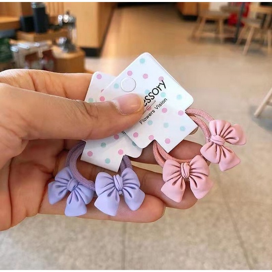 Ikat Rambut Korea Anak Perempuan Model Pita Aksesoris ikat Rambut Wanita 1 Set 2 Pcs Karet Elastis import AK134