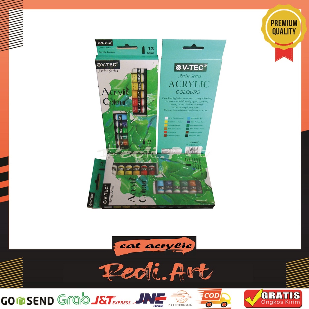 

H7Y Cat Akrilik set 12 Warna / Acrylic /Water Colour Set (6 ml) Original / Cat lukis akrilik