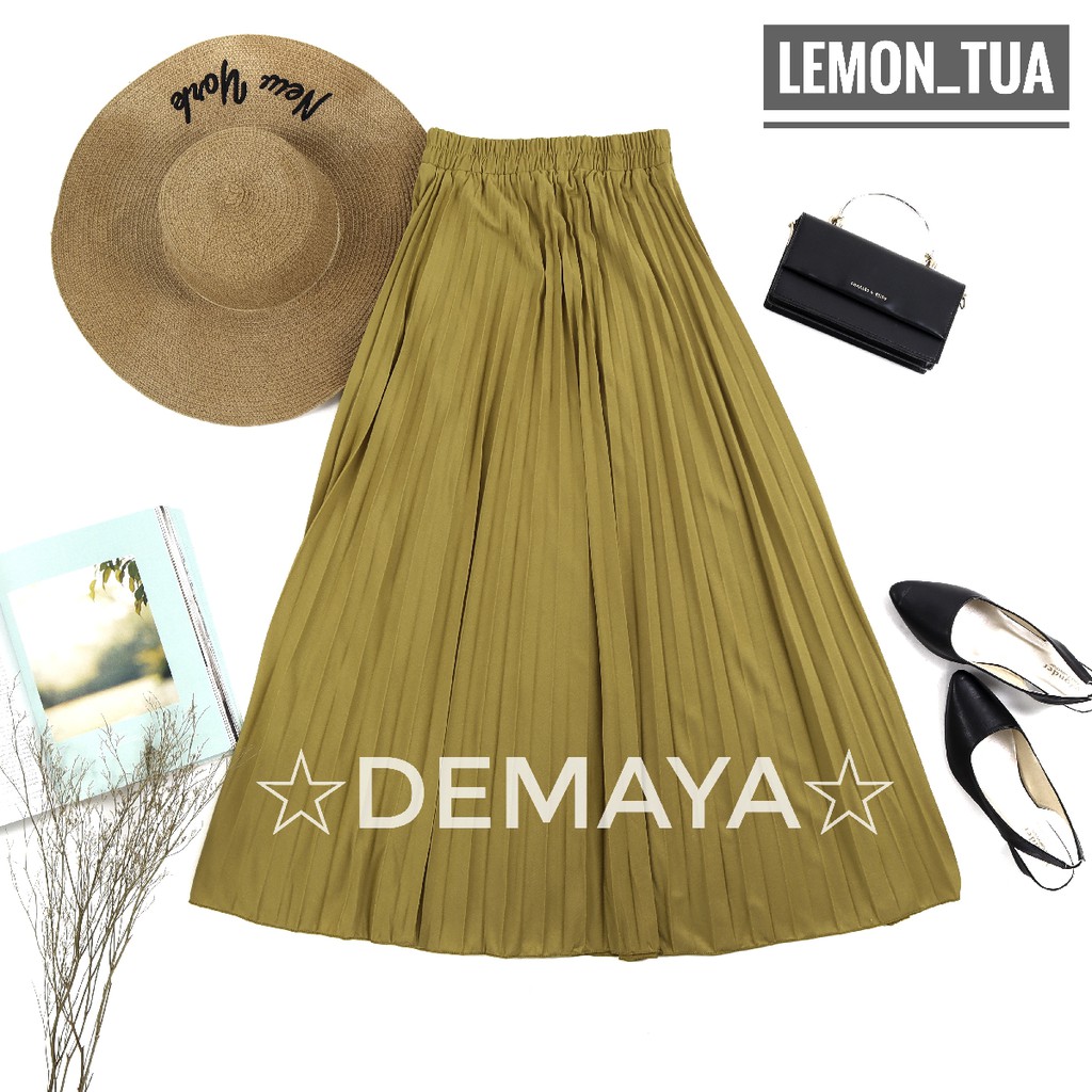 Rok Plisket Panjang EKONOMIS Demaya 881.B Rok Rempel Mayung Flowy Pleated Skirt Flare Skirt