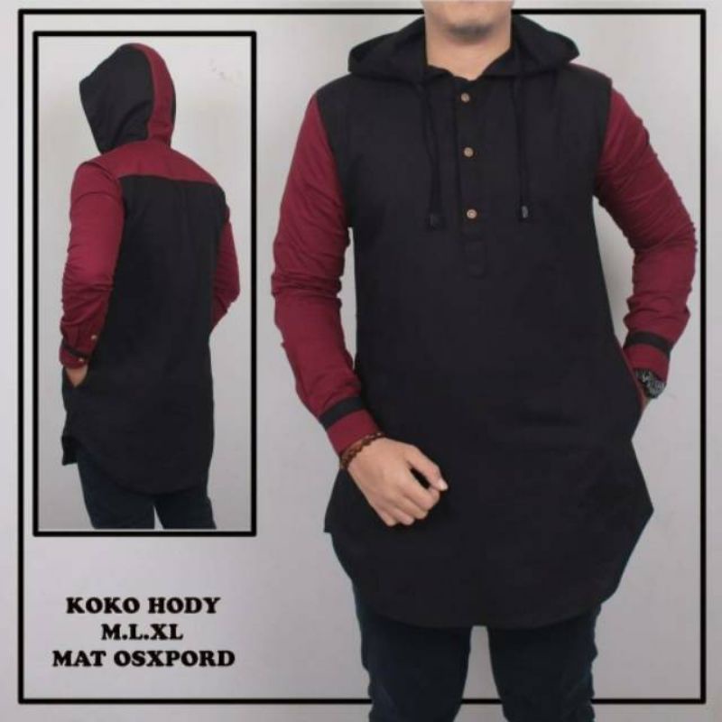 baju Koko hodie lengan panjang / kurta pria lengan panjang / kurta pakistan  original premium dengan bahan oxford jahitan rapi tampil elegant sunnah muslim