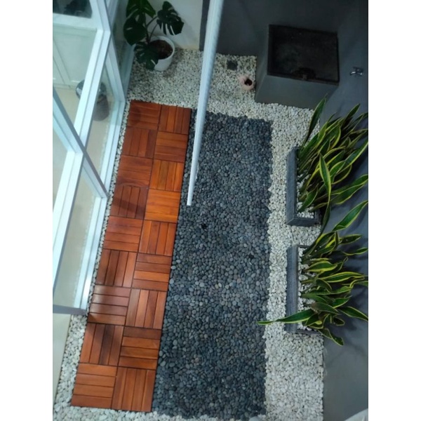 Lantai kayu jati bongkar pasang Berbagai Motif / Decking Tile kayu Jati UK 30x30cm