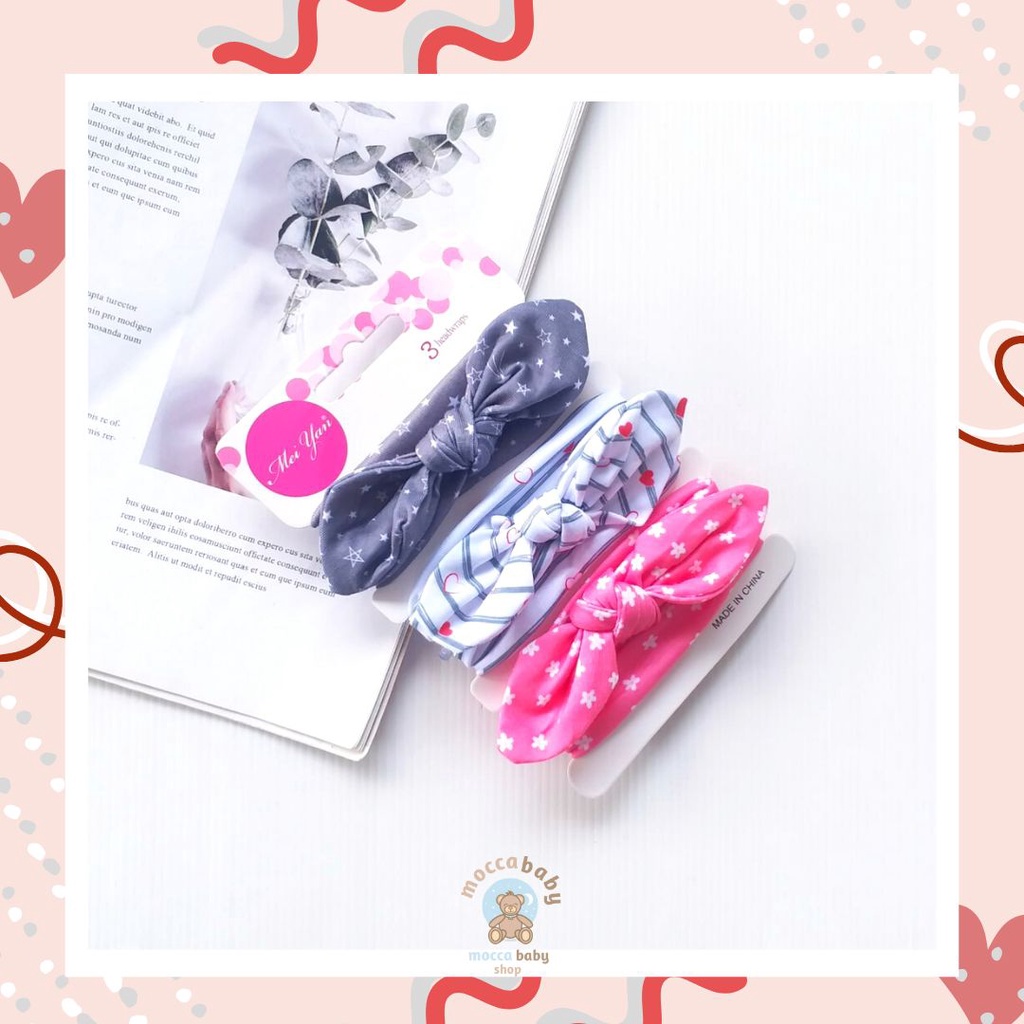 MBSS - BANDANA MOTIF A Bandana Set isi 3 Motif Beda / Headband Bayi Newborn Anak Perempuan Part 2