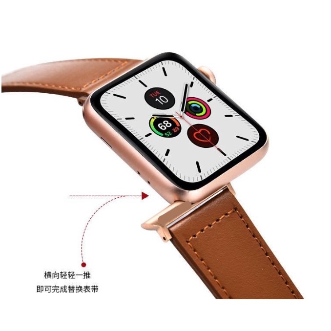 Strap Leather Kulit Apple Watch Jam Gelang 40 41 42 Rantai Milanese 45 38 iWatch Seri 1 2 3 4 5 SE 7