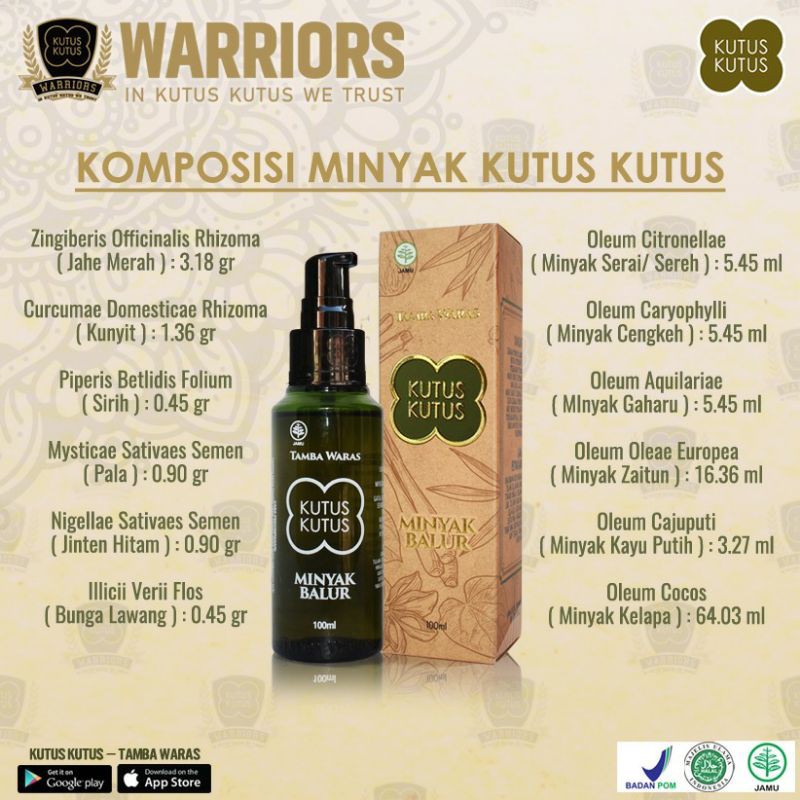 minyak balur kutus kutus tamba waras original 100% herbal oil kesehatan anak dan dewasa