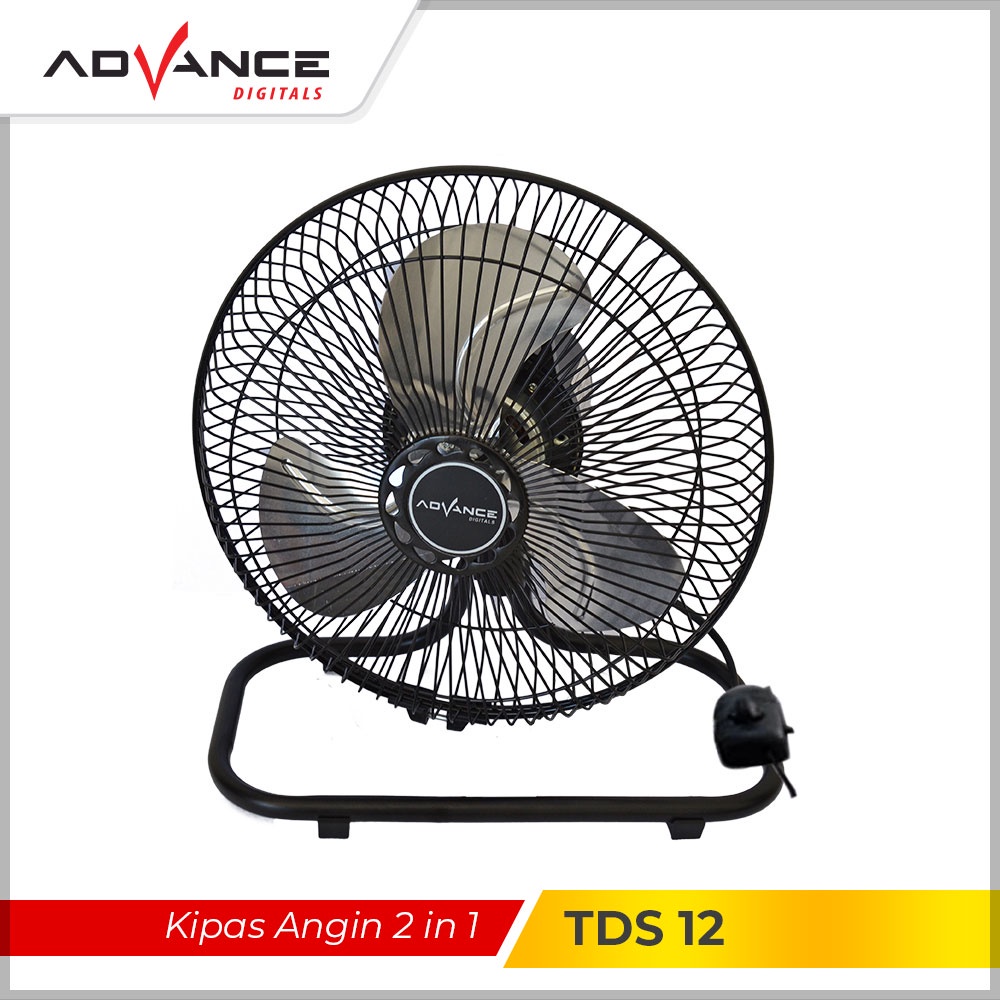 Advance Kipas Angin Dinding Meja Baling Besi TDS-12 (12 inch) 2 Fungsi  Garansi