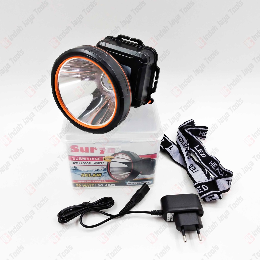 SURYA SYH L505R Senter Kepala Selam LED 50 W Head Lamp Lampu Diving