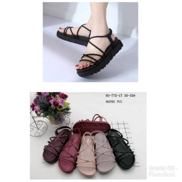 Sandal Wanita Sandal Jelly Tali Gladiator GO-7751T