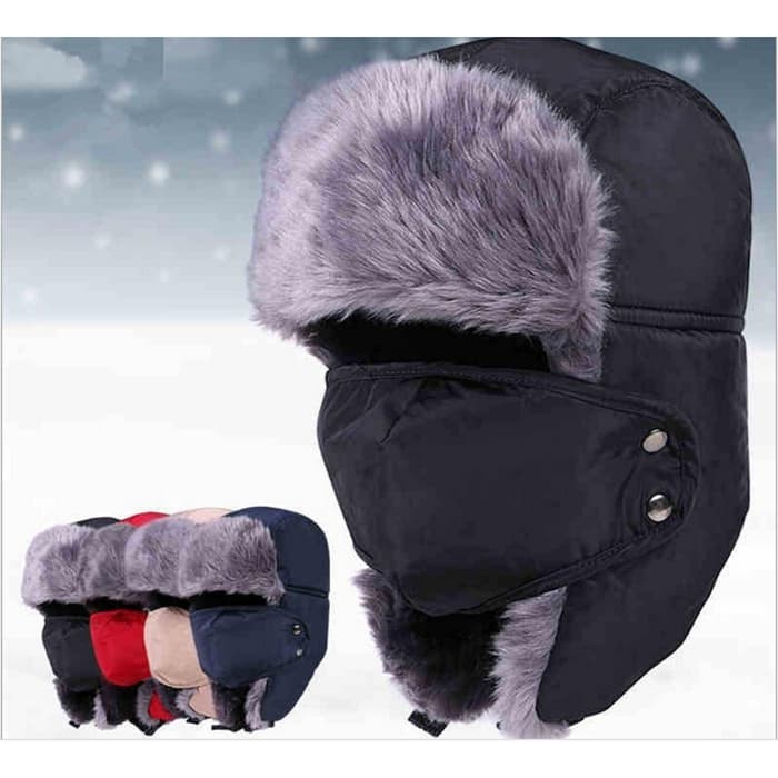 Topi Rusia USHANKA import masker winter hat topi bomber bulu