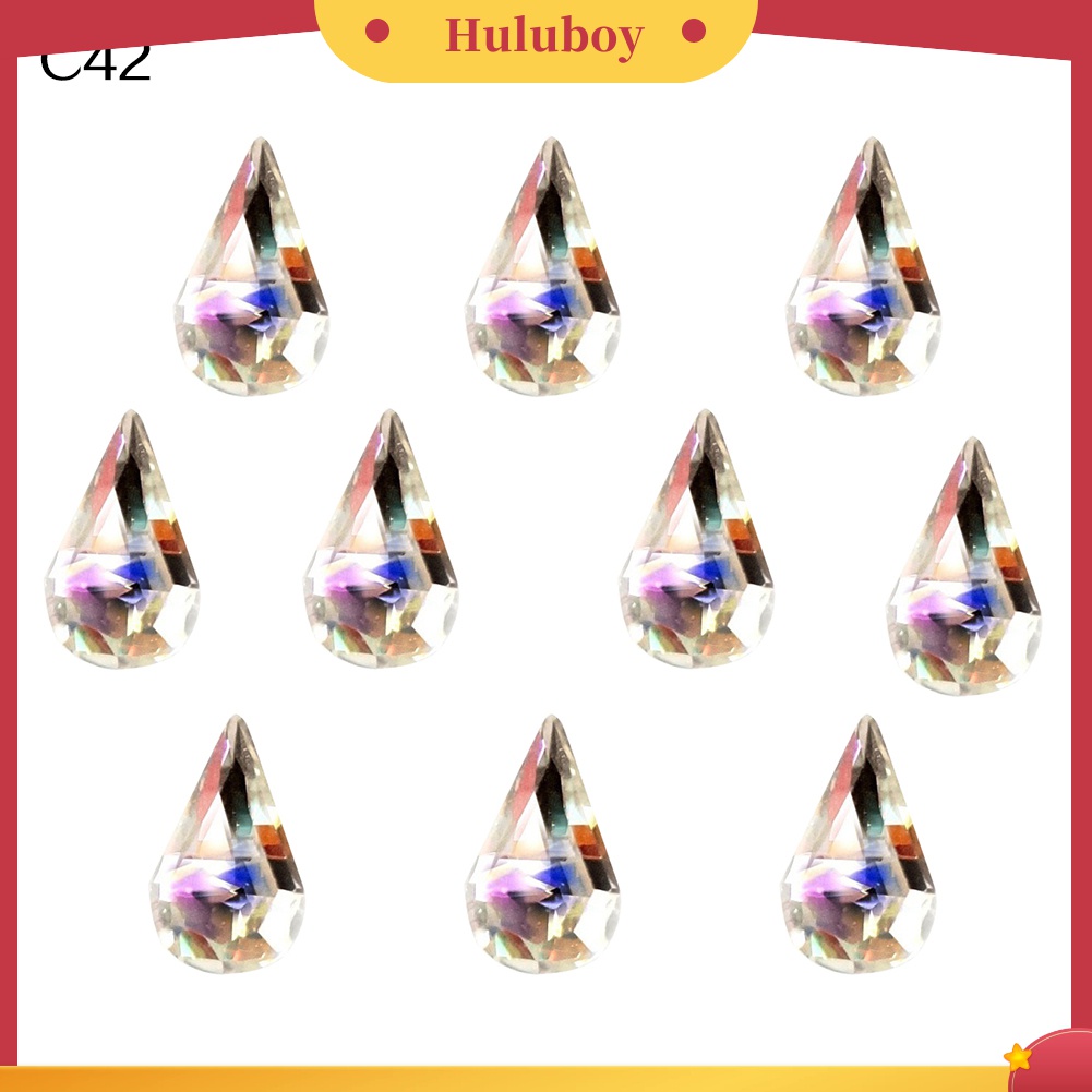 Huluboy Huluboy♡ 10pcs Manik-Manik Berlian Imitasi Bentuk Tetesan Air Warna-Warni Untuk Dekorasi Nail Art / Handphone DIY