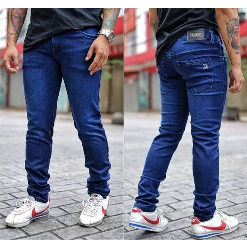 Celana Jeans Lepis Panjang Pensil Slim fit Skinny Karet Melar Pria Laki2 Cowok Dewasa