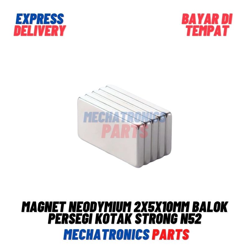 Magnet Neodymium 2x5x10mm Balok Persegi Kotak Strong N52