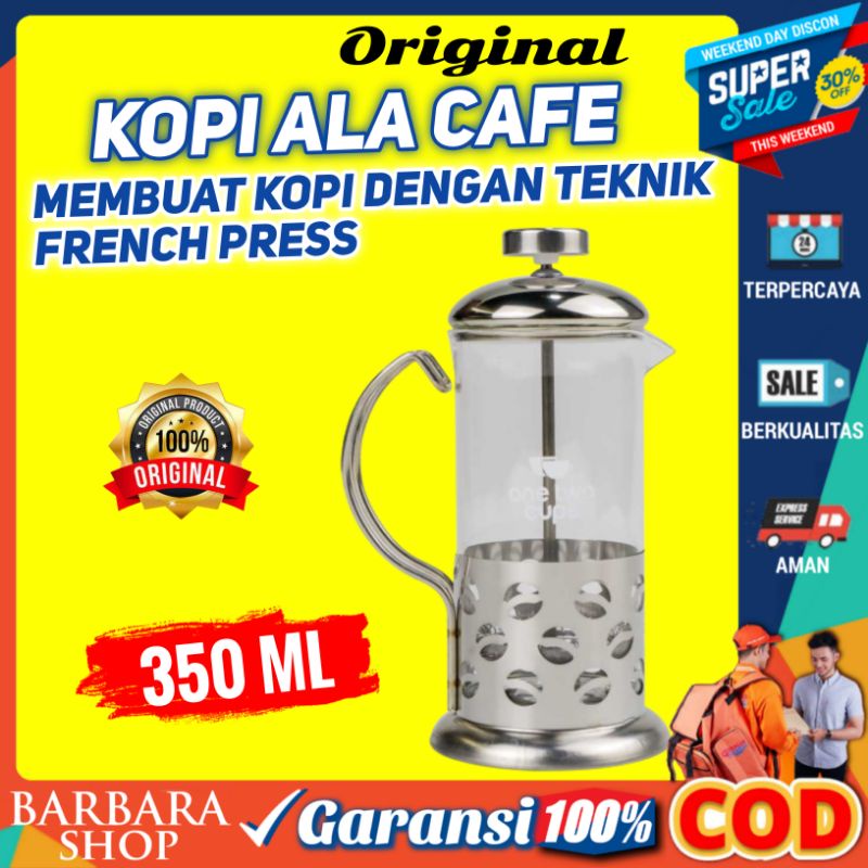 French Press Coffee Kopi Maker Pot Pattern Espresso 350ml One Two Cups