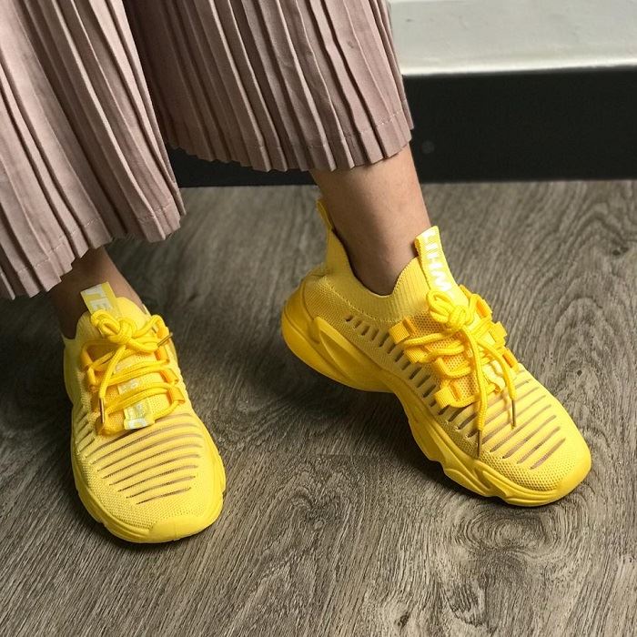 BJS100 - YELLOW - Sepatu Sneakers Wanita Cantik SEPATU WANITA SNEAKERS KUNIING OLAHRAGA TALI FLAT FASHION IMPORT TERMURAH TERLARIS TERBARU BAGSTORE JAKARTA JSSB100