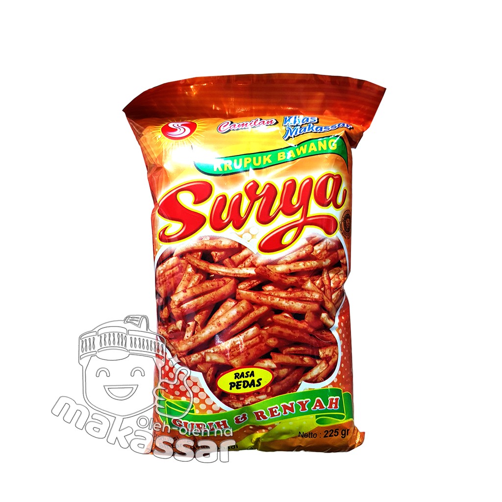 

Kerupuk Bawang Surya 225 gram (Oleh-Oleh asli khas Makassar)