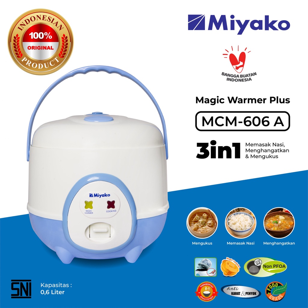 Rice cooker Penanak Nasi MIYAKO MCM 606 A (0.63 L)