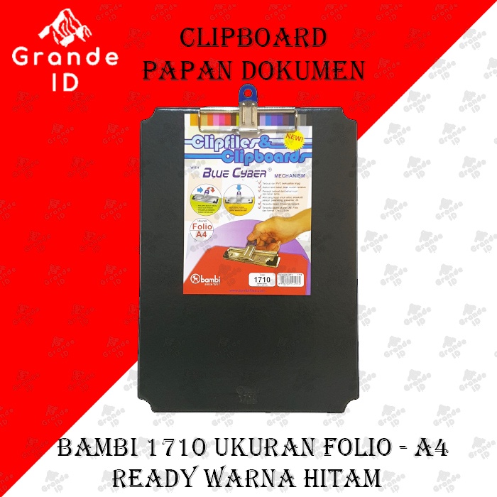 

CLIPBOARD BAMBI 1710 UKURAN FOLIO PAPAN JALAN CLIPFILES A4