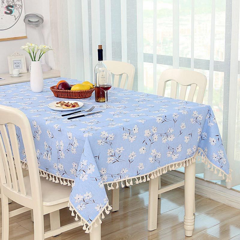 St Taplak Meja Bentuk Persegi Panjang Dengan Hiasan Rumbai Bahan