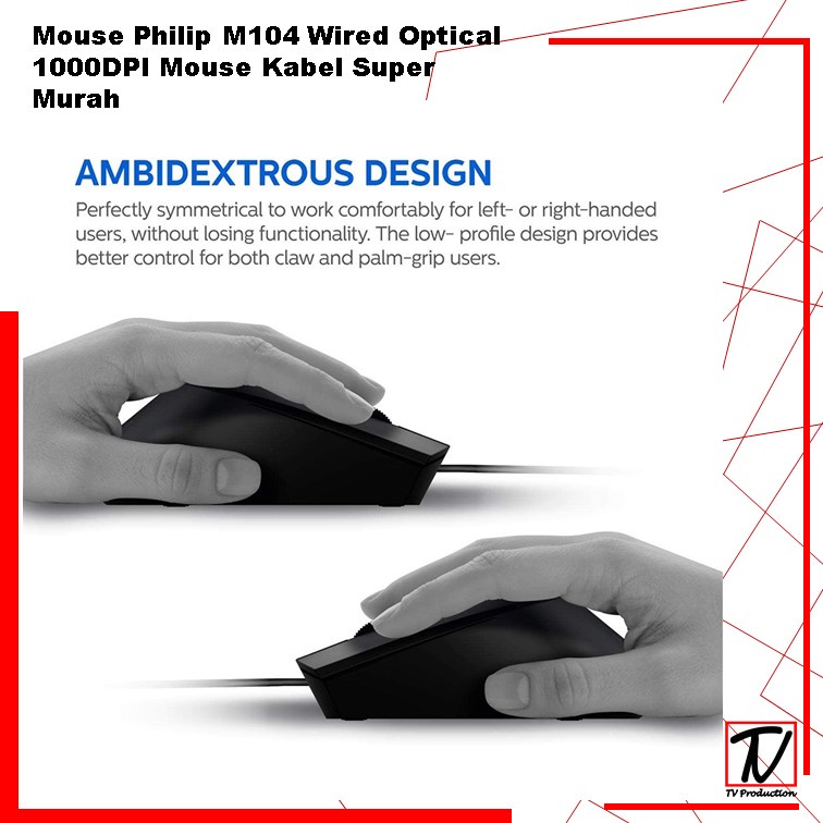 Mouse Philip M104 Wired Optical 1000DPI Mouse Kabel Super Murah