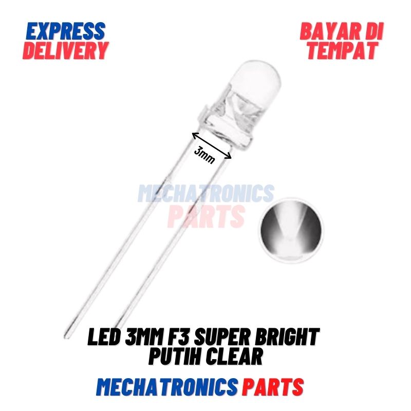 [DSP-0071] LED 3MM F3 SUPER BRIGHT WHITE PUTIH CLEAR