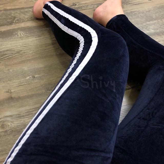 Legging Wanita Bludru Velvet Import Stripe List 2 Murah