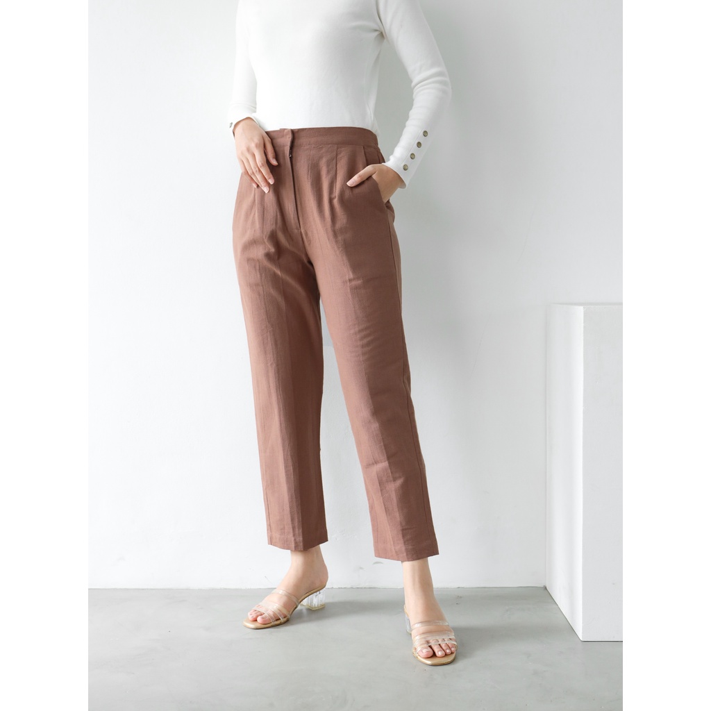 Mayoutfit Shany Pants / Celana Kulot Linen S-XXL (Part 1)-BROWN