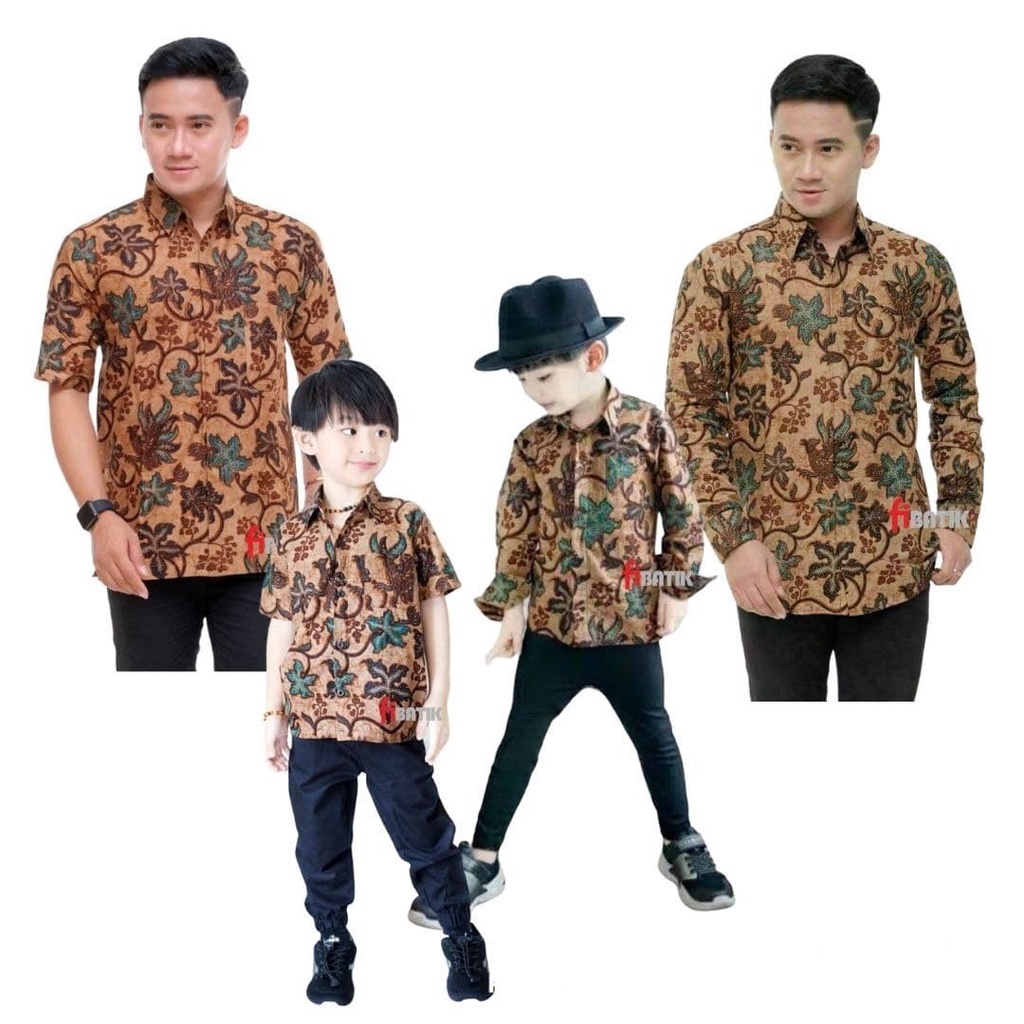 Kemeja Batik Anak Laki-laki Lengan Panjang Dan Pendek Motif Blimbing Warna Coklat // Couple Batik Ayah Dan Anak Cowok