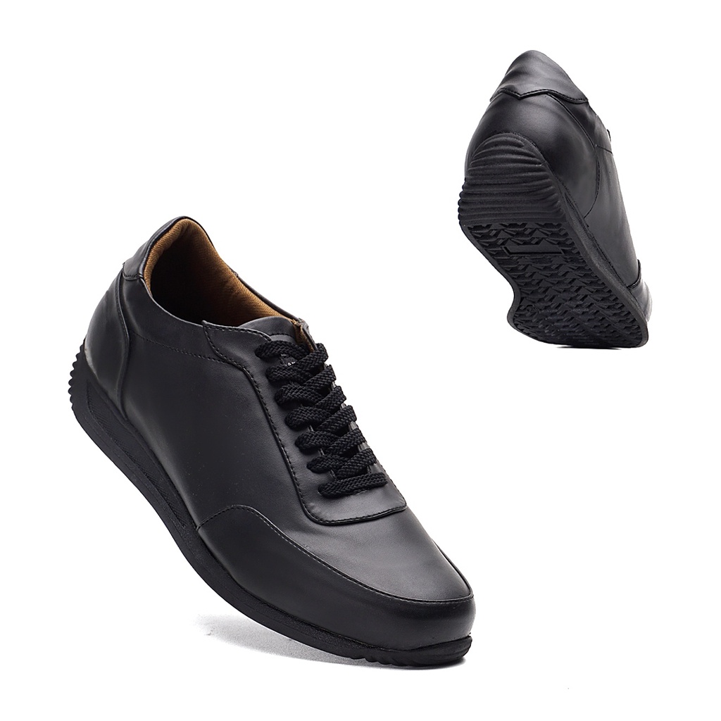 FASTER BLACK ORIGINAL x REYL MAN Sepatu Sneakers Hitam Putih Pria Kets Tali Casual Jalan Santai Main Nongkrong OOTD Distro Kondangan Undangan Sekolah Kuliah Kerja Fashion Sport Footwear Semi Kulit Premium Big Size Ukuran Jumbo 44 Keren Terbaru Branded Ori