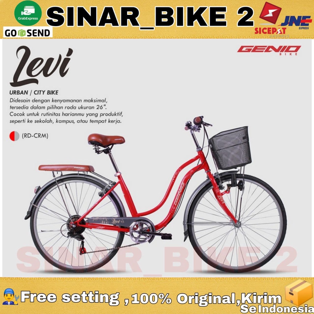 Sepeda Mini Keranjang Dewasa GENIO Urban/City Bike LEVI 26 Inch 7Speed