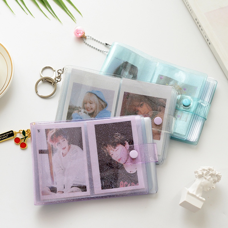 Album Foto 64slot Warna Jelly Mini 2saku Transparan Tempat Photocard Idol Photo Card Storage Booklet