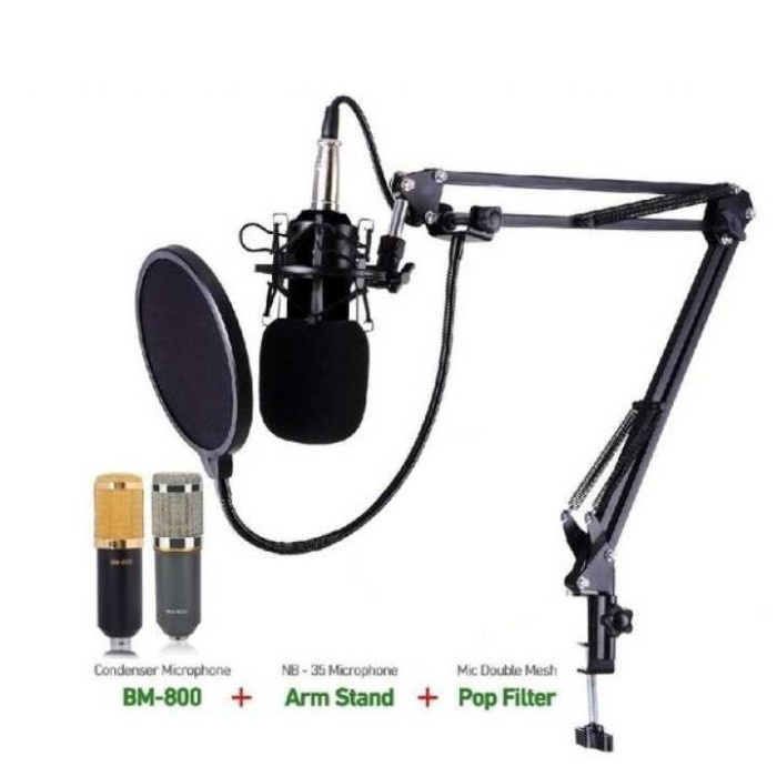 PAKET RECORDING MICROPHONE BM800 CONDENSER LIVE  STUDIO