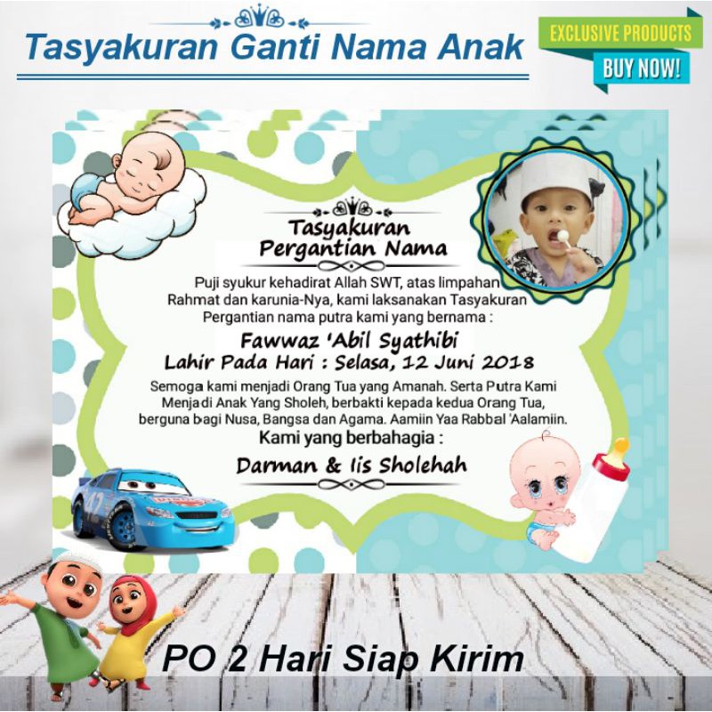 

Stiker Tasyakuran Ganti Nama Anak - Gratis Pakai foto anak