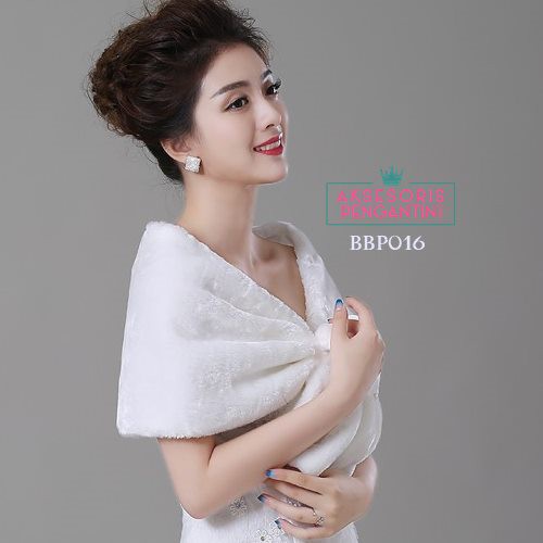 [SIAP KIRIM] BOLERO KARDIGAN CARDIGAN PESTA AKSESORIS PENGANTIN BULU PUTIH BBP016