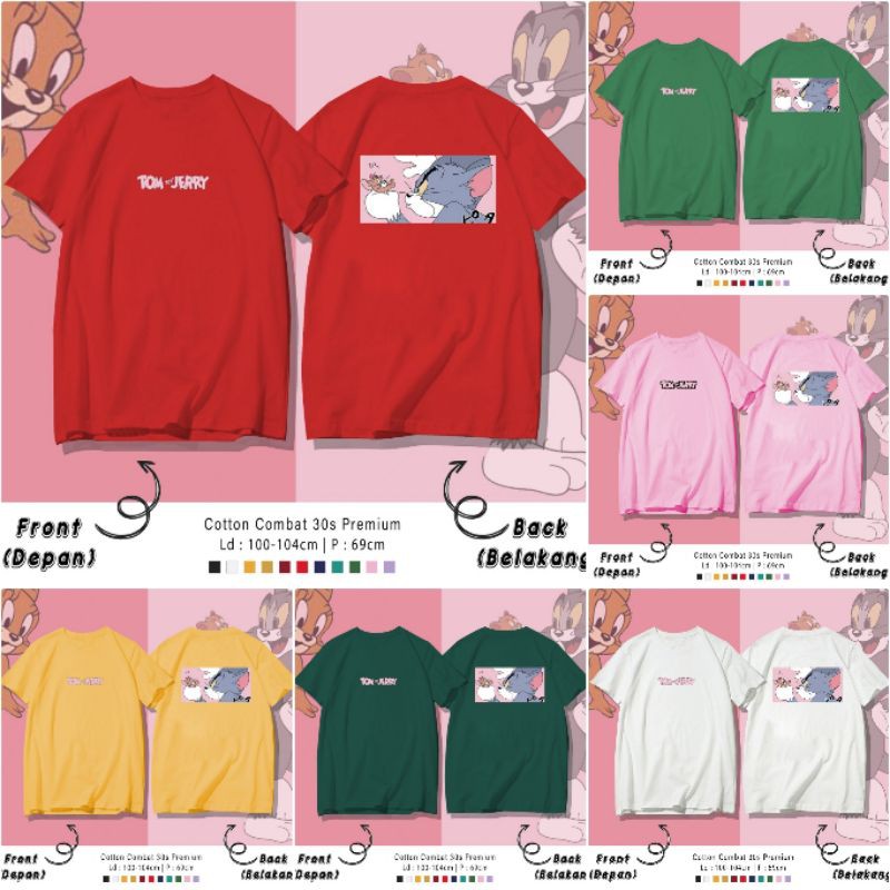 T-SHIRT/TUMBLR/TOMNJERRY/OVERSIZE/PREMIUM/GAMBAR/DEPAN/BELAKANG