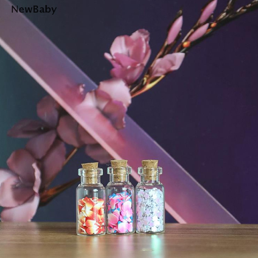 Newbaby 5pcs Liontin Botol Kaca Mini Dengan Tutup Gabus Untuk Parfum