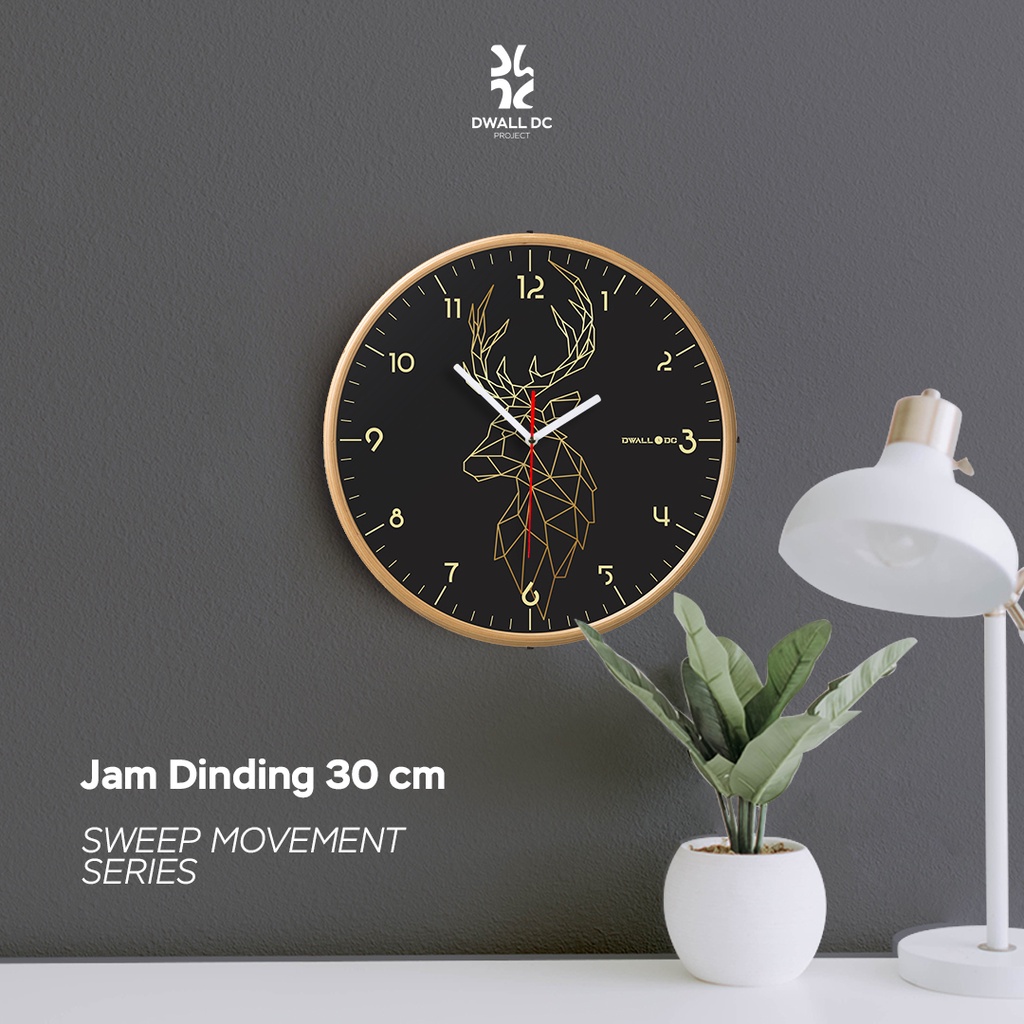 [SWEEP MOVEMENT SERIES] - Jam Dinding Minimalis - BLACK DEER HEAD | AESTHETIC ART MINIMALIS | HIASAN DEKORASI | - by Selembarkayoe