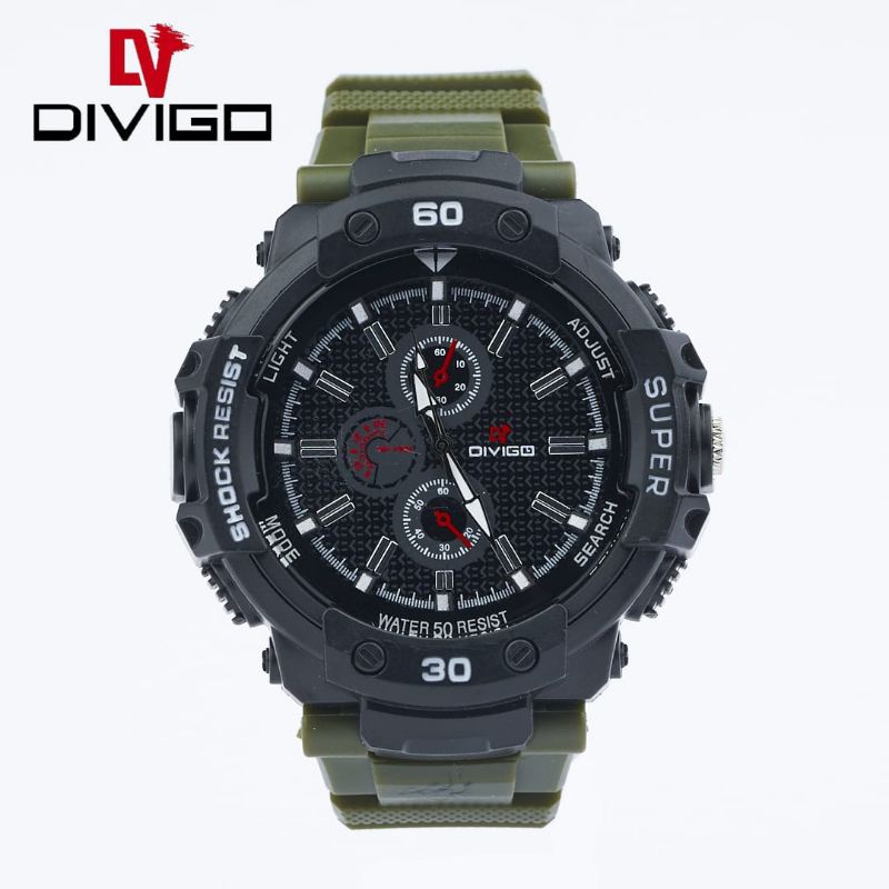 (Cod)Jam Tangan Pria Divigo S Shock Anti Air/Water Resist Strap Rubber/Karet(Dikirim Jakarta)