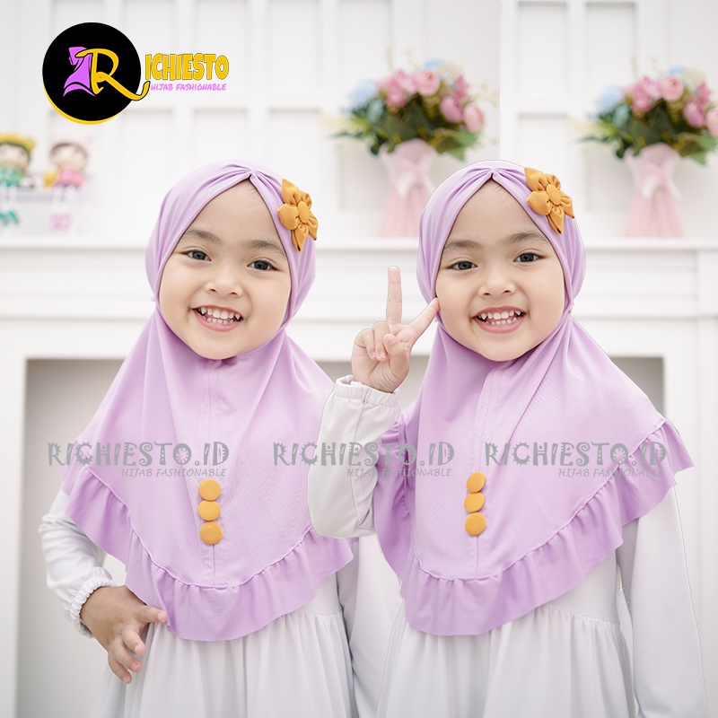 Jilbab Anak Bayi Perempuan Instan Lucu BUNGA MATAHARI 0-3 Tahun Jersey