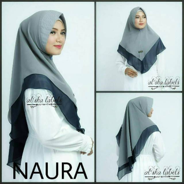 Khimar Naura, khimar 2 warna khimar ceruty
