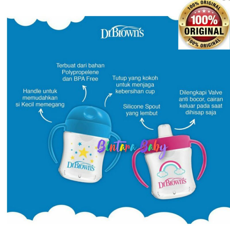 Dr Brown's Brown Soft Spout Transition Cup Stage 1 6m+ 180ml / cups anak