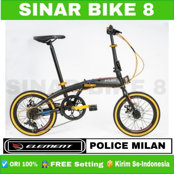Sepeda Lipat Ukuran 16 dan 20 Inch ELEMENT POLICE MILAN 8 Speed