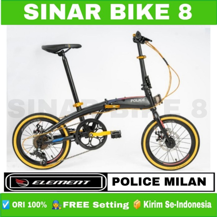 Sepeda Lipat Ukuran 16 dan 20 Inch ELEMENT POLICE MILAN 8 Speed