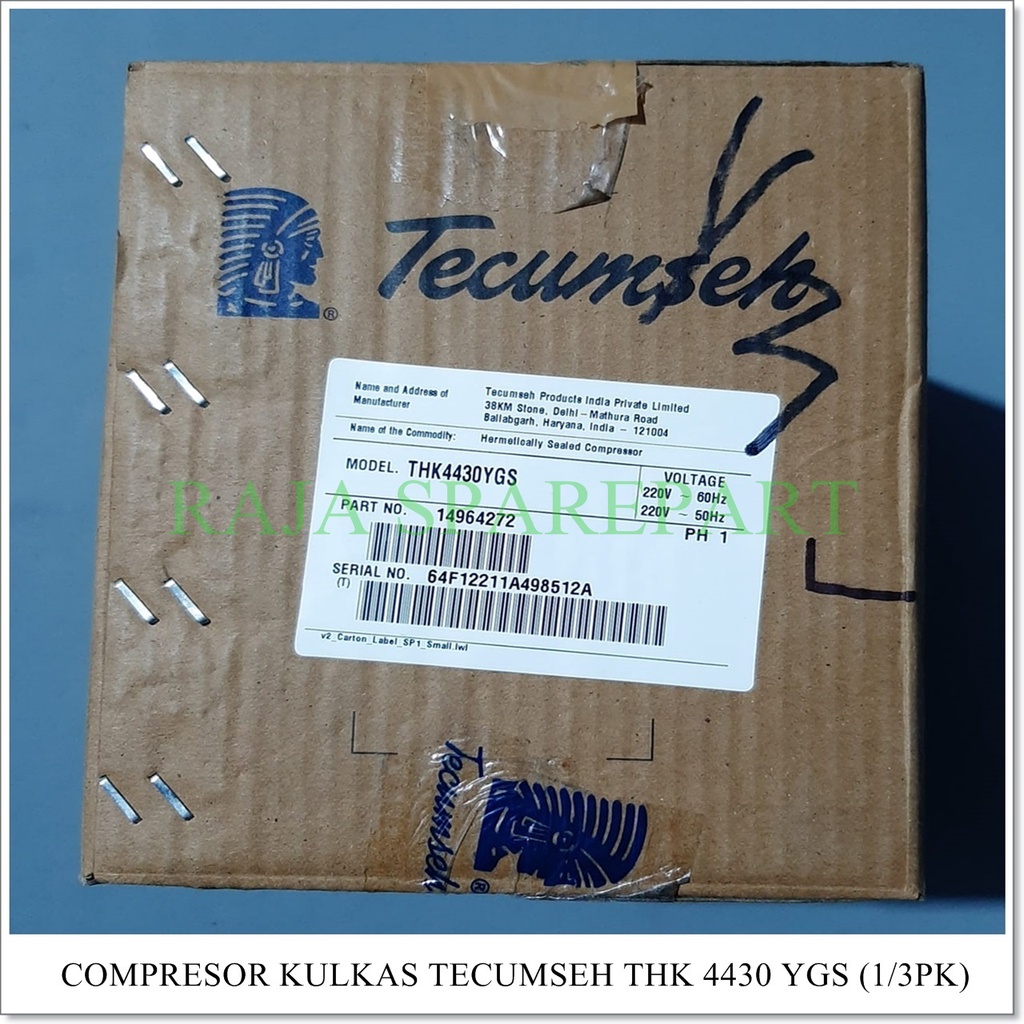 Compressor Kulkas &quot;TECUMSEH&quot; 1/3pk 4430YGS (Harga Sudah Termasuk Packing Kayu)