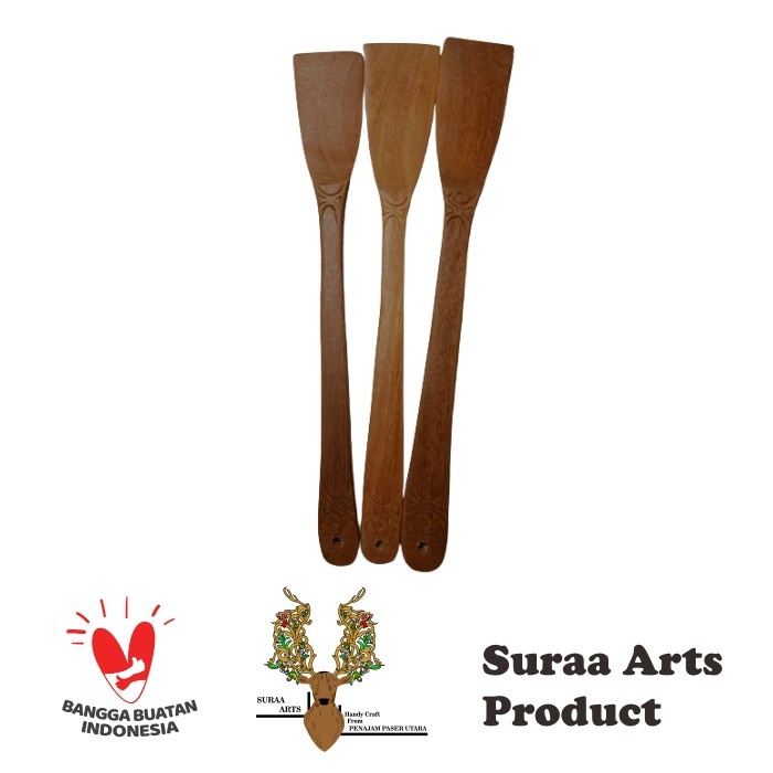 Spatula / Sutil Ukir Kayu Ulin (1pcs) Ukuran Sedang