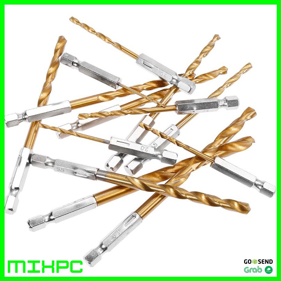 Mata Bor Power Drill Steel Titanium Hex Shank 13 PCS