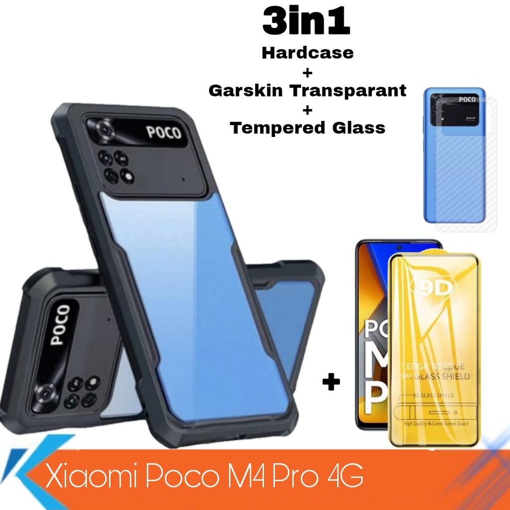 Poco M4 Pro 4G Paket 3 in 1 Hardcase + Anti Gores Kaca + Garskin